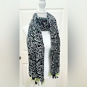 - Anna Coroneo Abstract Scarf Wrap with tassels